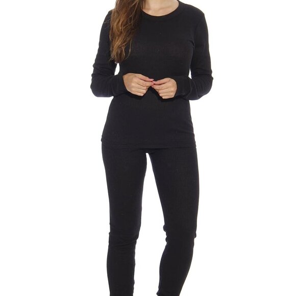 Feminine Black Thermal Pajama Set for Women - Soft Durable & Warm in XX-Large